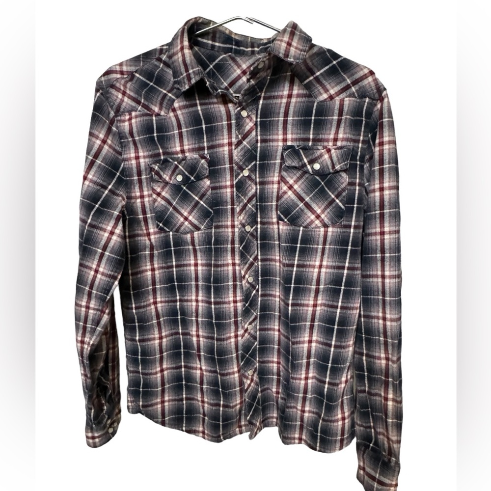 Retro Cotton Western Plaid Snap Up Surf Plaid Shirt Women’s XL Shirt MINTY